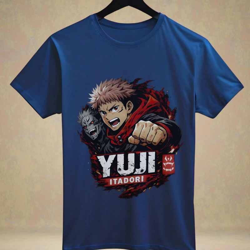 yuji itadori blue anime t shirt jujutsu kaisen